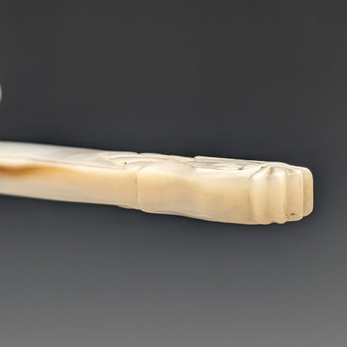 約 1860 年英國古董雕刻白色珍珠手柄甜點餐具 6 對 TBNA 托盤包括